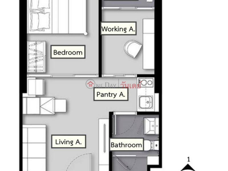 , 1 Residential Rental Listings ฿ 21,000/ month