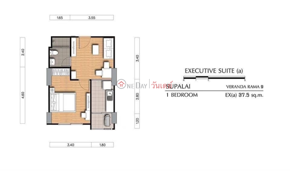 ฿ 14,000/ month Condo for Rent: Supalai Veranda Rama 9, 36 m², 1 bedroom(s)