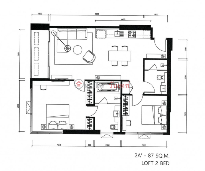 คอนโด สำหรับ เช่า: The Lofts Asoke, 87 ตร.ม., 2 ห้องนอน รายการเช่า