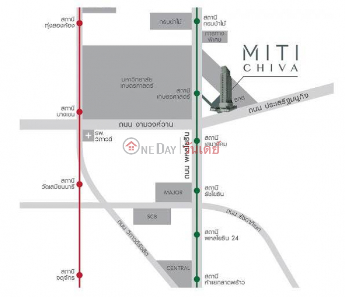 ฿ 15,000/ month, Condo for rent Miti Chiva Kaset Station (7th floor)