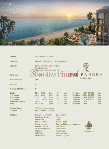 ค้นหาอสังหาริมทรัพย์ในประเทศไทย | OneDay | ที่อยู่อาศัย | รายการขาย, THE PANORA ESTUARIA Pattaya