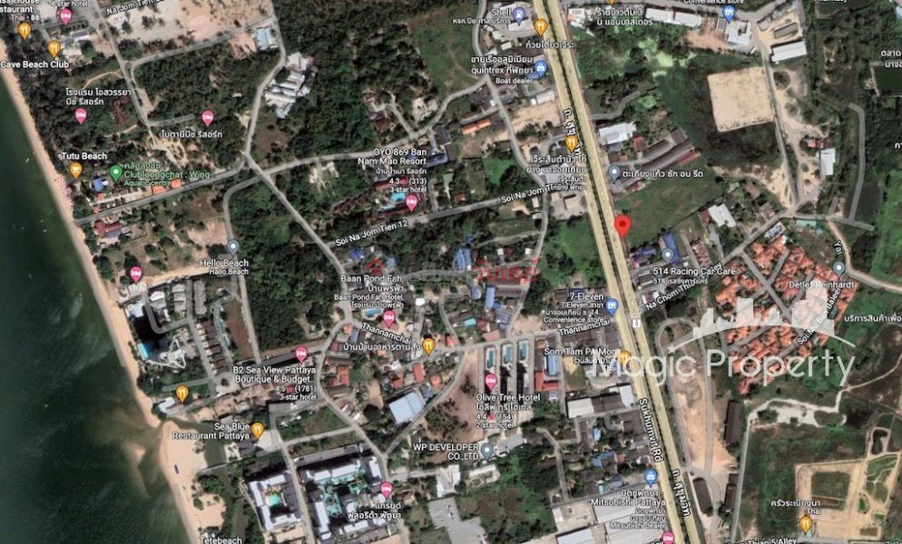ค้นหาอสังหาริมทรัพย์ในประเทศไทย | OneDay | เกี่ยวกับที่พักอาศัย รายการขาย, ขายที่ดิน 7 ไร่ บนถนนสุขุมวิท ตำบลนาจอมเทียน อำเภอสัตหีบ จังหวัดชลบุรี