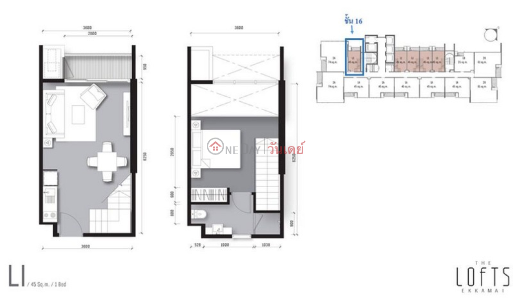 Condo for Rent: The Lofts Ekkamai, 45 m², 1 bedroom(s) Rental Listings