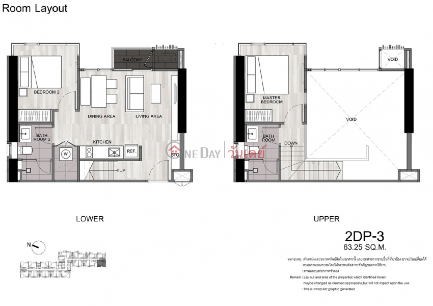 ฿ 50,000/ เดือน, ให้เช่าคอนโด THE LINE สุขุมวิท 101 (ชั้น 36) duplex 2 ห้องนอน