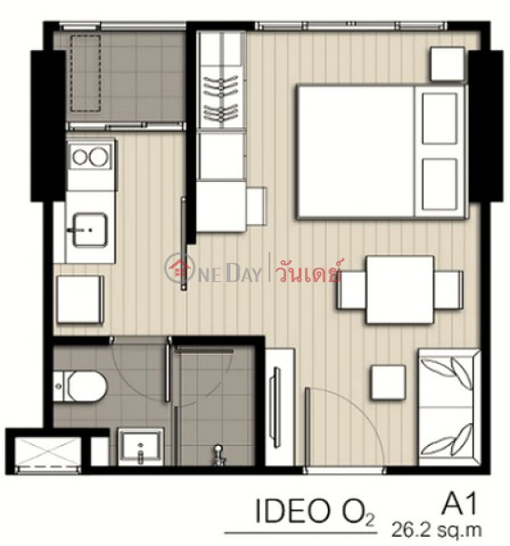 Property Search Thailand | OneDay | Residential Rental Listings, Condo for Rent: IDEO O2, 27 m², 1 bedroom(s)