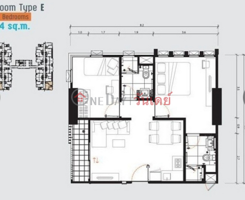 คอนโด สำหรับ เช่า: CU Terrace, 54 ตร.ม., 2 ห้องนอน - OneDay_0